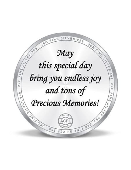 Precious Moments Color Happy Birthday BIS Hallmarked Silver Coin Of 10 Gram in 999 Purity / Fineness By ACPL