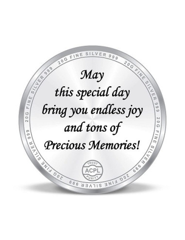 Precious Moments Color Happy Birthday BIS Hallmarked Silver Coin Of 20 Gram in 999 Purity / Fineness By ACPL