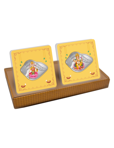 MMTC-PAMP 50gm Laxmi Ganesh Shankh Silver Coloured Coins of 25 Gram La