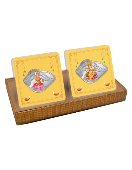 MMTC-PAMP 50gm Laxmi Ganesh Shankh Silver Coloured Coins of 25 Gram La