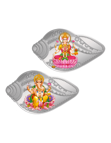 MMTC-PAMP 50gm Laxmi Ganesh Shankh Silver Coloured Coins of 25 Gram La