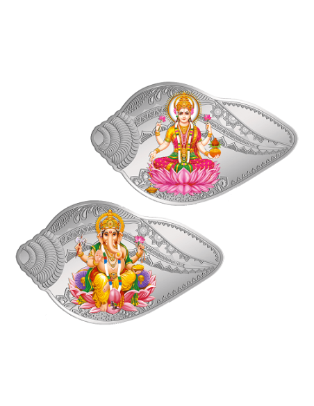 MMTC-PAMP 50gm Laxmi Ganesh Shankh Silver Coloured Coins of 25 Gram La