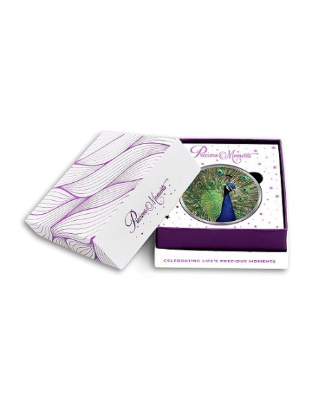 Precious Moments Color Dancing Peacock BIS Hallmarked Silver Coin Of 50 Gram in 999 Purity / Fineness by ACPL