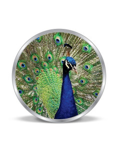 Precious Moments Color Dancing Peacock BIS Hallmarked Silver Coin Of 50 Gram in 999 Purity / Fineness by ACPL