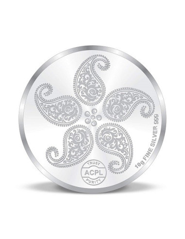 Precious Moments Colorful Peacock BIS Hallmarked Silver Coin Of 10 Gram in 999 Purity / Fineness by ACPL