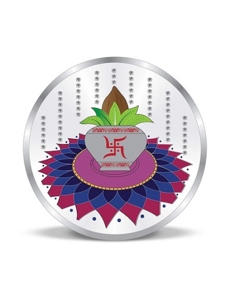 Precious Moments Color Kalash BIS Hallmarked Silver Coin Of 20 Gram in 999 Purity / Fineness by ACPL