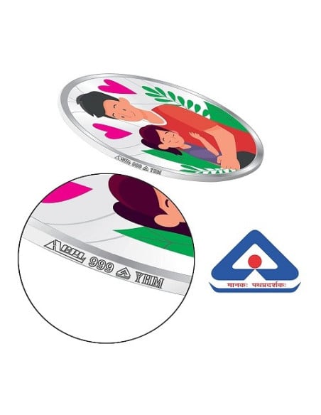 Precious Moments Color BIS Hallmarked Best Father Silver Coin Of 50 Gram in 999 Purity / Fineness By ACPL