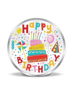 Precious Moments Color Happy Birthday BIS Hallmarked Silver Coin Of 20 Gram in 999 Purity / Fineness By ACPL