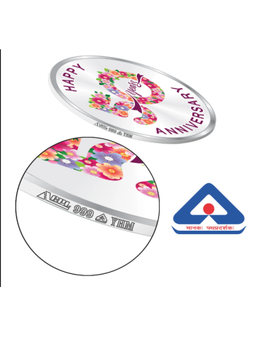 Precious Moments Color 50th Anniversaery BIS Hallmarked Silver Coin Of 50 Gram in 999 Purity / Fineness By ACPL