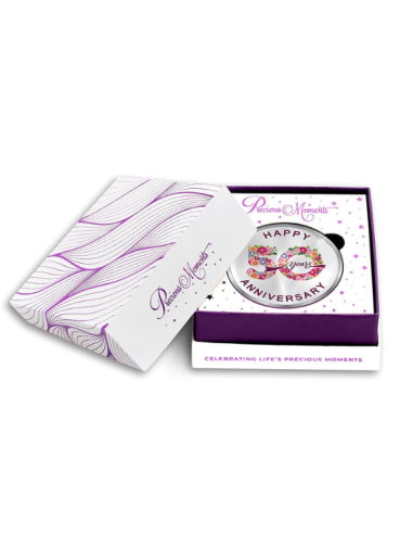 Precious Moments Color 50th Anniversaery BIS Hallmarked Silver Coin Of 50 Gram in 999 Purity / Fineness By ACPL