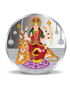 Precious Moments Colour Durga Mata BIS Hallmarked Silver Coin Of 10 Gram in 999 Purity / Fineness by ACPL