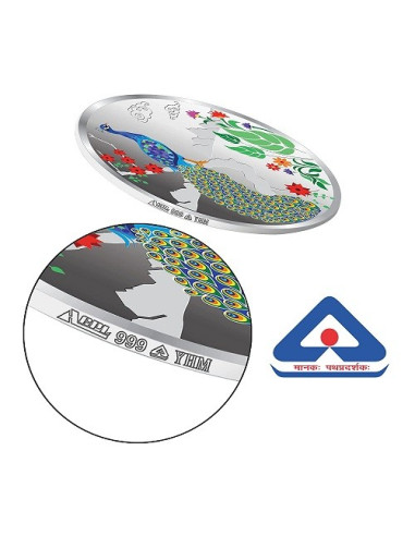 Precious Moments Colorful Peacock BIS Hallmarked Silver Coin Of 20 Gram in 999 Purity / Fineness by ACPL