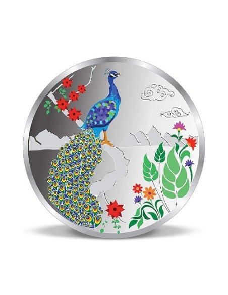 Precious Moments Colorful Peacock BIS Hallmarked Silver Coin Of 20 Gram in 999 Purity / Fineness by ACPL