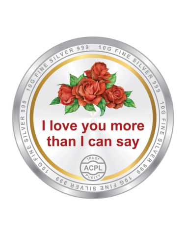 Precious Moments Colour Valentine Day BIS Hallmarked Silver Coin Of 10 Gram in 999 Purity / Fineness By ACPL