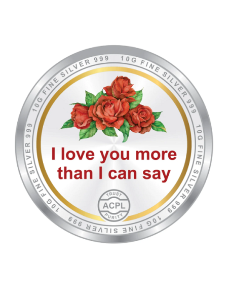 Precious Moments Colour Valentine Day BIS Hallmarked Silver Coin Of 10 Gram in 999 Purity / Fineness By ACPL