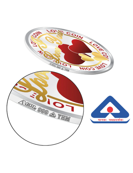 Precious Moments Colour Valentine Day BIS Hallmarked Silver Coin Of 10 Gram in 999 Purity / Fineness By ACPL