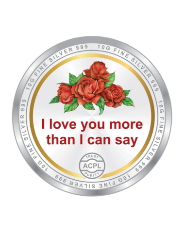 Precious Moments Color Valentine Day BIS Hallmarked Silver Coin Of 20 Gram in 999 Purity / Fineness By ACPL