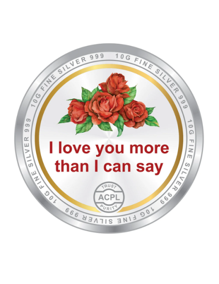 Precious Moments Color Valentine Day BIS Hallmarked Silver Coin Of 20 Gram in 999 Purity / Fineness By ACPL