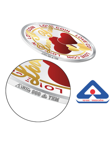 Precious Moments Color Valentine Day BIS Hallmarked Silver Coin Of 20 Gram in 999 Purity / Fineness By ACPL