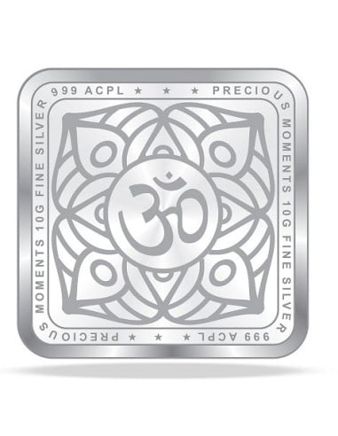 ACPL Color Lakshmi Ganesh BIS Hallmarked Silver Square Coin Of 10 Gram in 999 Purity / Fineness