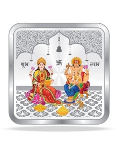 ACPL Color Lakshmi Ganesh BIS Hallmarked Silver Square Coin Of 10 Gram in 999 Purity / Fineness