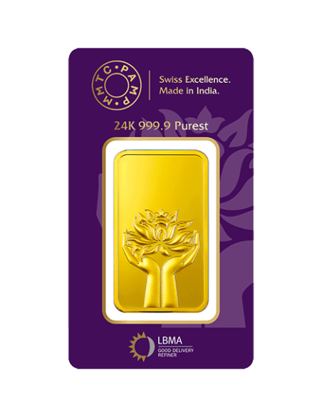 Buy MMTC PAMP Gold Ingot of 50 Gms  24Kt in 999.9 Purity I CoinBazaar