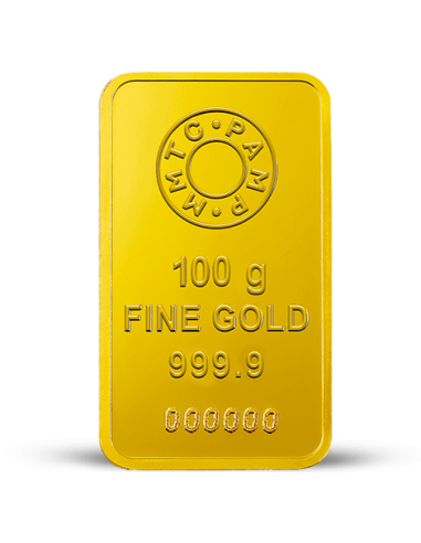 Buy MMTC PAMP Gold Ingot Bar of 100 Grams Gold  24Kt in 999.9 Purity