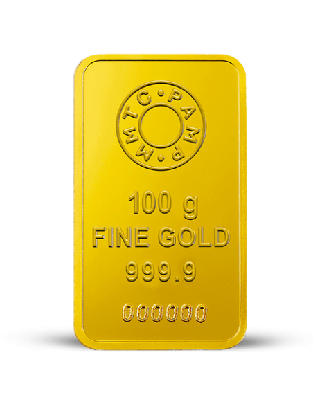 Buy MMTC PAMP Gold Ingot Bar of 100 Grams Gold  24Kt in 999.9 Purity