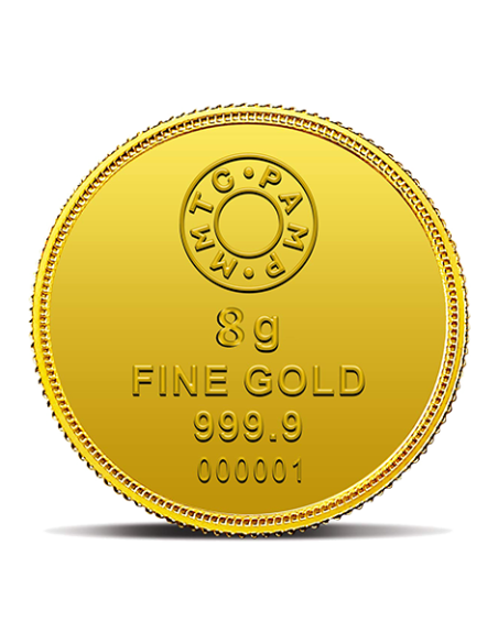8 Gram Gold  Coin - MMTC-PAMP 24K (999.9 Purity) | Live Price Today |