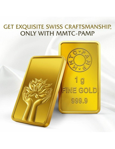 MMTC-PAMP Gold Lotus Bar of 1 Grams 24 Karat in 999.9 Purity / Fineness in Certi Card