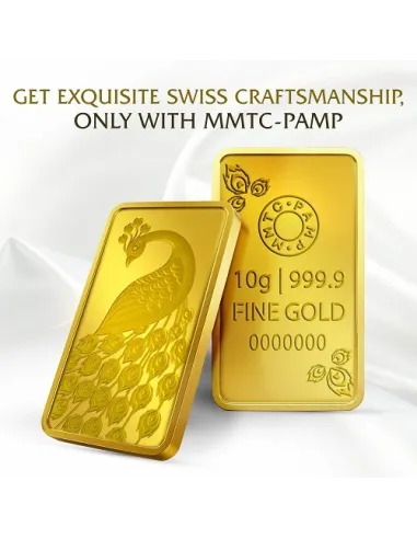 MMTC-PAMP Gold Peacock Ingot Bar of 10 Grams in 24 Karat  999.9 Purity / Fineness