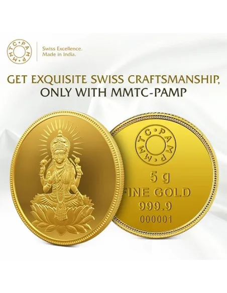MMTC-PAMP Goddess Lakshmi buy Gold Coins of 5 Grams 24 Karat in 999.9