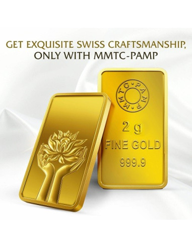 MMTC-PAMP Gold Lotus Bar of 2 Grams 24 Karat in 999.9 Purity / Fineness in Certi Card
