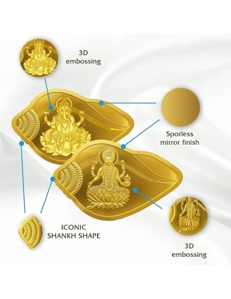 MMTC-PAMP Lakshmi Ganesh Shankh Shape buy Gold Coin Of 10 Grams in 24