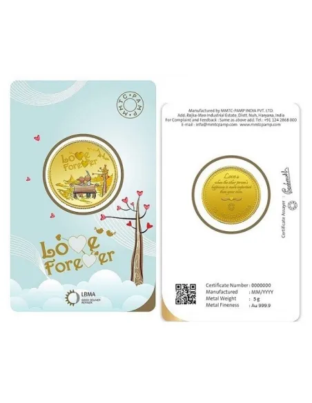 MMTC-PAMP Love Forever buy Gold Coins of 5 Grams in 24 Karat  999.9 Pu