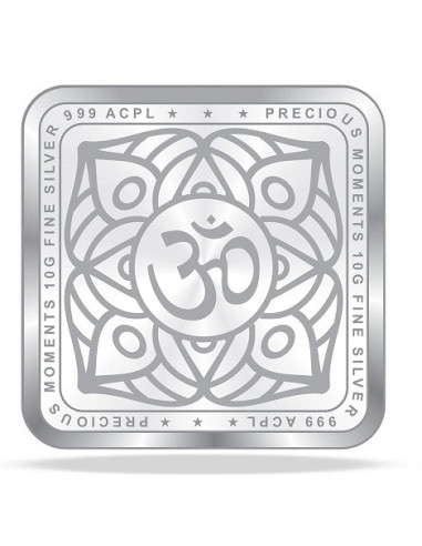 ACPL Color Lakshmi Ganesh BIS Hallmarked Silver Square Coin Of 10 Gram in 999 Purity / Fineness