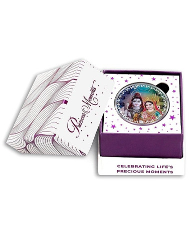 ACPL Color Shiv Parvati BIS Hallmarked Silver Coin Of 10 Gram in 999 Purity / Fineness