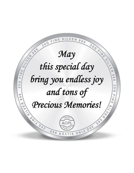Precious Moments Color Happy Birthday BIS Hallmarked Silver Coin Of 50 Gram in 999 Purity / Fineness By ACPL