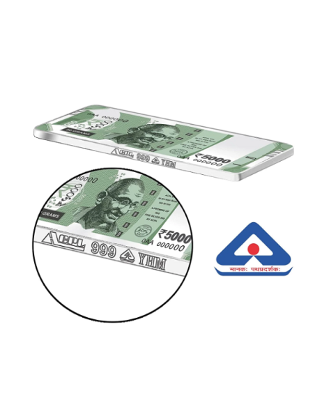 Precious Moments BIS Hallmarked 50 Gram Silver Currency Bar Rs.5000 in 999 Purity / Fineness by ACPL
