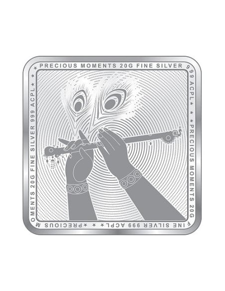 Precious Moments Color Radha Krishna BIS Hallmarked Silver Square Coin