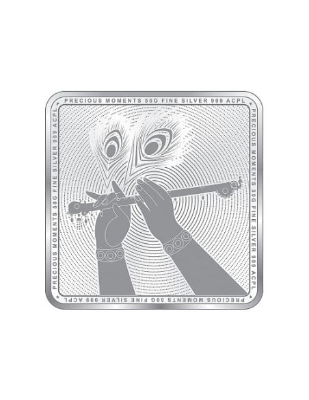 Precious Moments Color Radha Krishna BIS Hallmarked Silver Square Coin