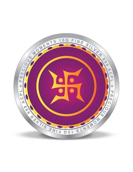 Precious Moments Colour Akshaya Tritiya BIS Hallmarked Silver Coin Of 10 Gram in 999 Purity / Fineness by ACPL