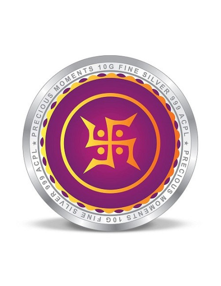 Precious Moments Color Akshaya Tritiya BIS Hallmarked Silver Coin Of 50 Gram in 999 Purity / Fineness by ACPL