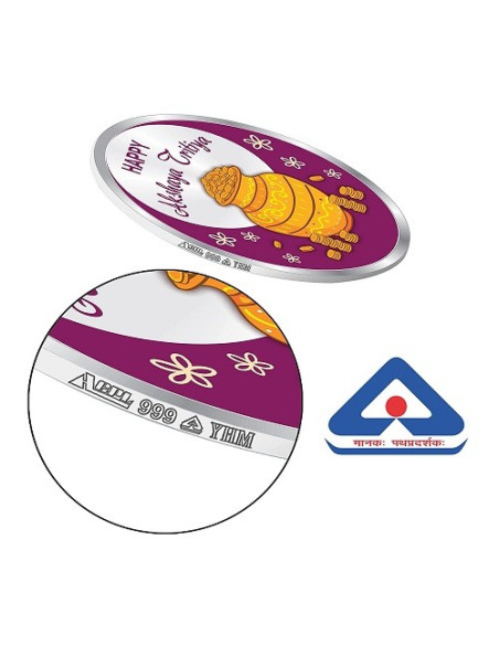 Precious Moments Color Akshaya Tritiya BIS Hallmarked Silver Coin Of 50 Gram in 999 Purity / Fineness by ACPL