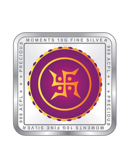 Precious Moments Colour Akshaya Tritiya BIS Hallmarked Silver Square Coin Of 10 Gram in 999 Purity / Fineness by ACPL