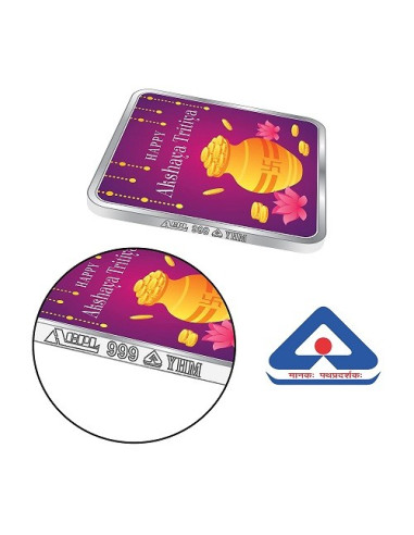 Precious Moments Colour Akshaya Tritiya BIS Hallmarked Silver Square Coin Of 10 Gram in 999 Purity / Fineness by ACPL