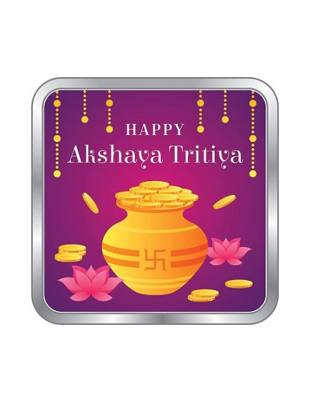 Precious Moments Color Akshaya Tritiya BIS Hallmarked Silver Square Coin Of 20 Gram in 999 Purity / Fineness by ACPL