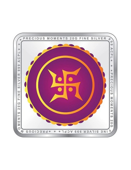 Precious Moments Color Akshaya Tritiya BIS Hallmarked Silver Square Coin Of 20 Gram in 999 Purity / Fineness by ACPL