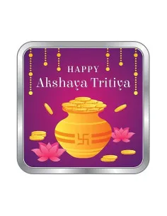 Precious Moments Color Akshaya Tritiya BIS Hallmarked Silver Square Coin Of 50 Gram in 999 Purity / Fineness by ACPL