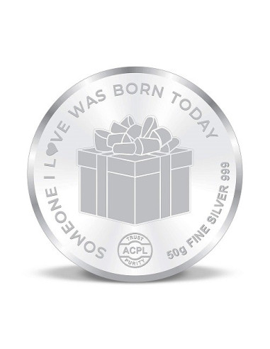 Precious Moments Color Happy Birthday BIS Hallmarked Silver Coin Of 50 Gram in 999 Purity / Fineness by ACPL